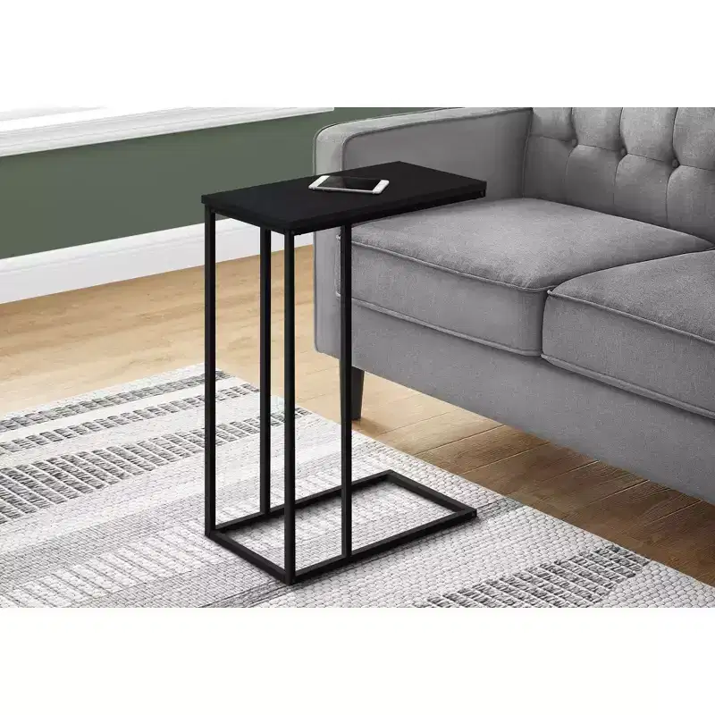 Okak Minimalism C-shaped Side Table with Metal Frame, Modern Tray Tables, Couch Armrest Table for Living Room, Bedroom, Sofa Side
