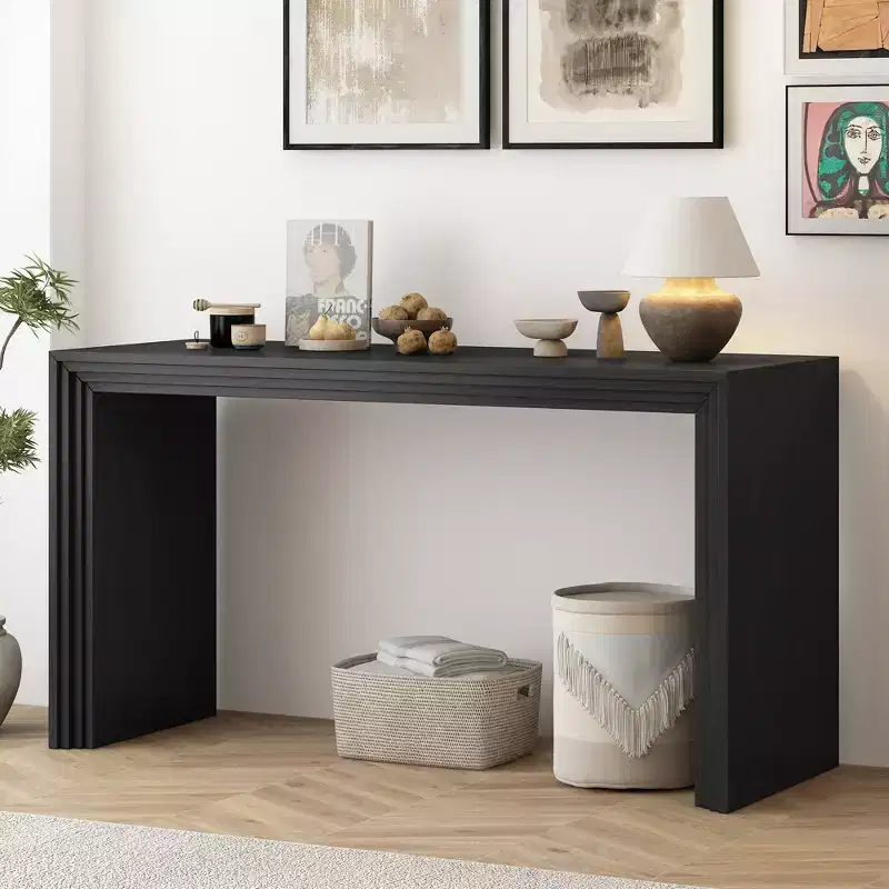 Minimalist Wood Console Table, Modern Fluted Entryway Table for Living Room and Entryway