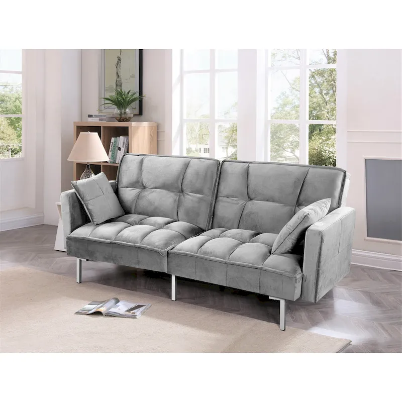 Bernal 75.6W Velvet Futon Sofa Bed Sleeper