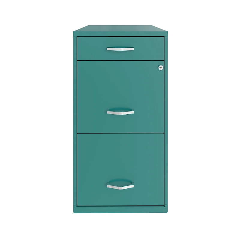Space Solutions 18 Deep 3 Drawer Metal Organizer File Cabinet, Teal