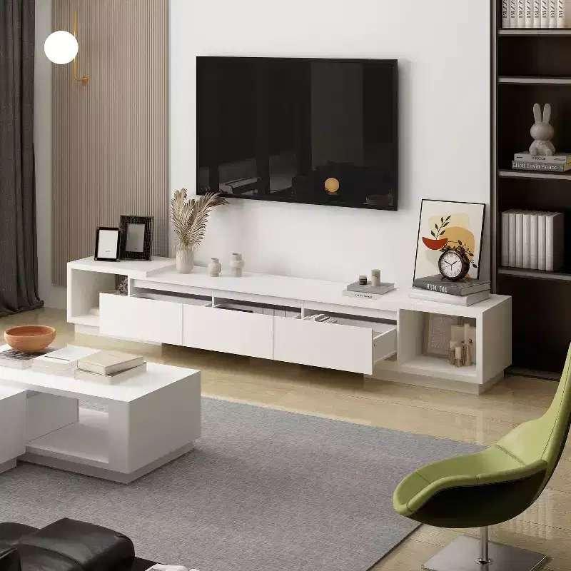 Famapy Extendable TV Console Table Modern TV Cabinet with Drawers