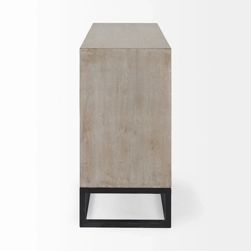 Genevieve I Gray Fir Veneer w/ Iron Frame & 3 Drawer Accent Cabinet - 39.0L x 15.7W x 30.9H