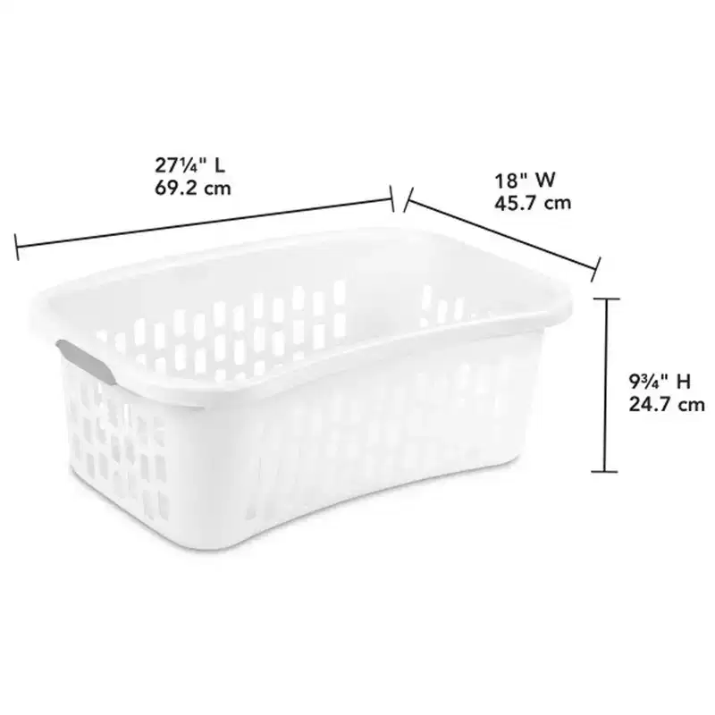 Sterilite HipHold Laundry Basket, 1.5 Bushel Plastic Hamper, White, 6 Pack