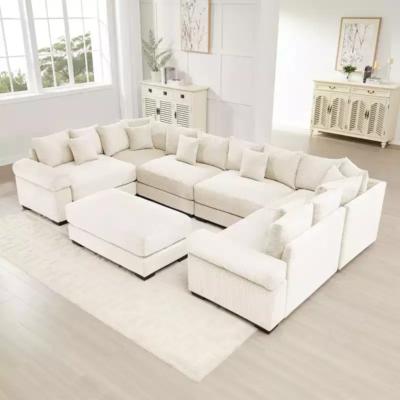 Oversized Cloud Modular Sectional Couch, Convertible Sectional Couches , Extra-Wide Armrests With Chaise