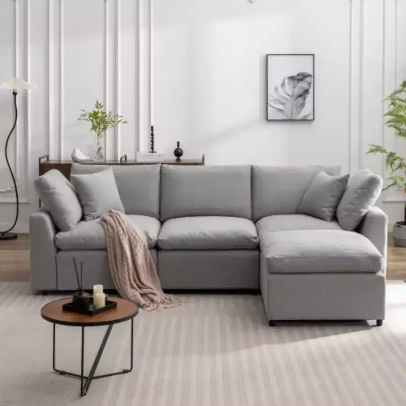 Down Filled Upholstery Convertible Sectional Sofa, L Shaped Couch with Reversible Chaise