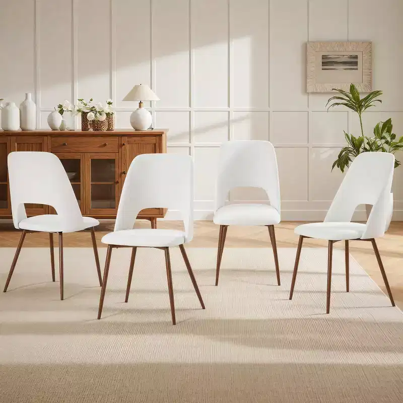 EROMMY Upholstered Dining Chairs Set Of 4 With Walnut Metal Legs (Set of 4)