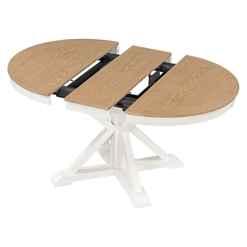 Functional Dining Table Set with Extendable Table and 4 Upholstered Chairs