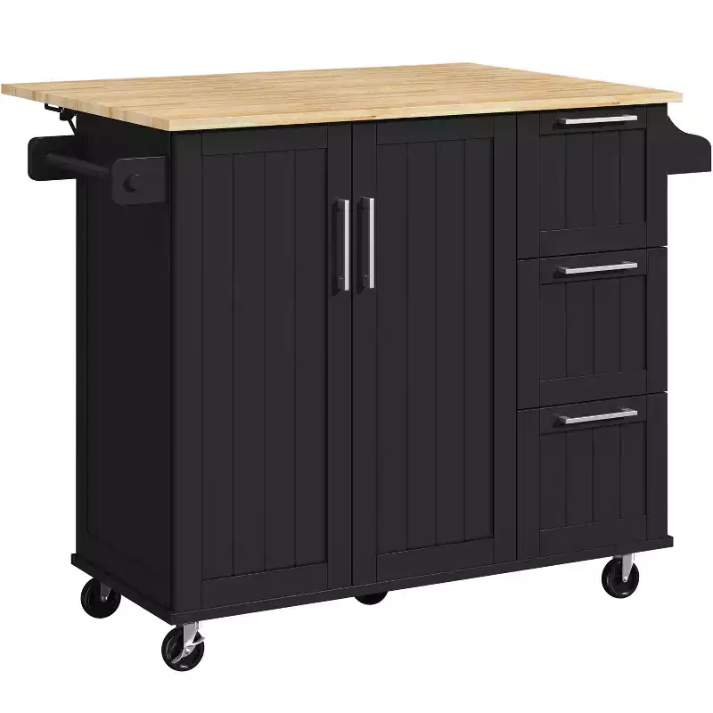 Yaheetech Rolling Kitchen Cart Kitchen Island with Storage Cabinet