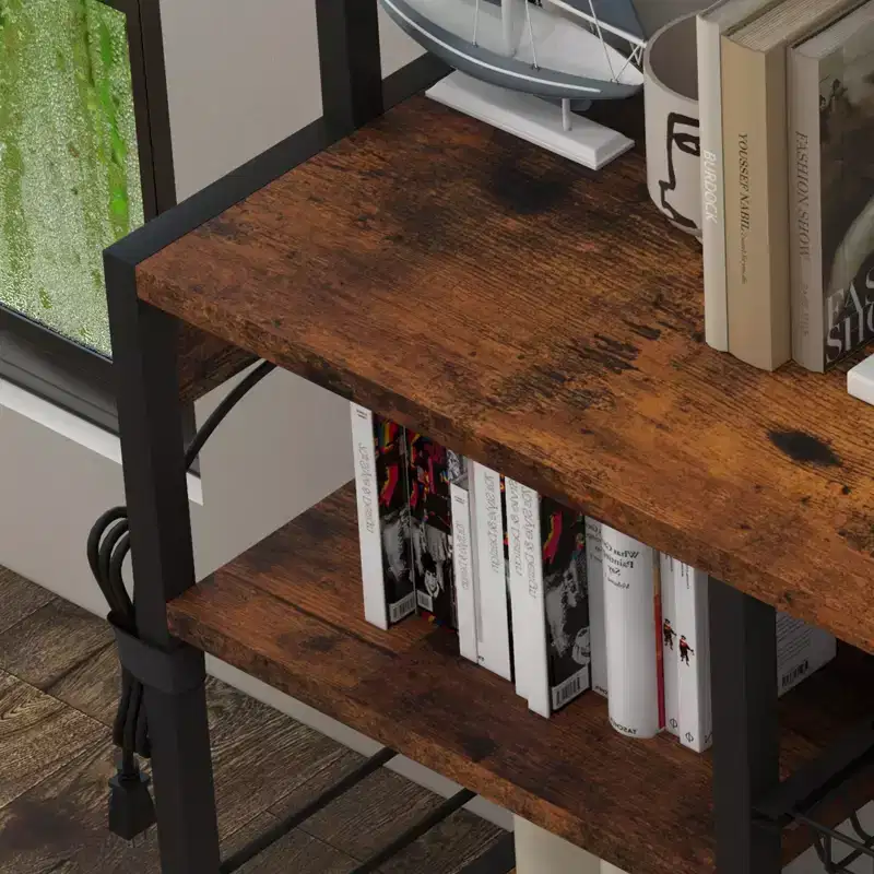 COZONY 5-Tier Bakers Rack w/ Wire Basket, Microwave Stand w/ Power Outlets & Open Kitchen Shelving
