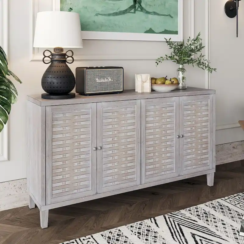 Accent Cabinet 4 Door Wooden Cabinet Sideboard Buffet