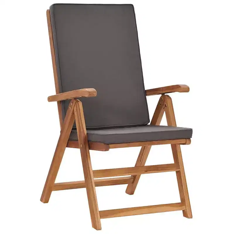 vidaXL Solid Teak Wood Reclining Patio Chairs with Cushions - Luxurious, Adjustable Backrests, Easy to Fold and Store, Ideal for Outdoor Use