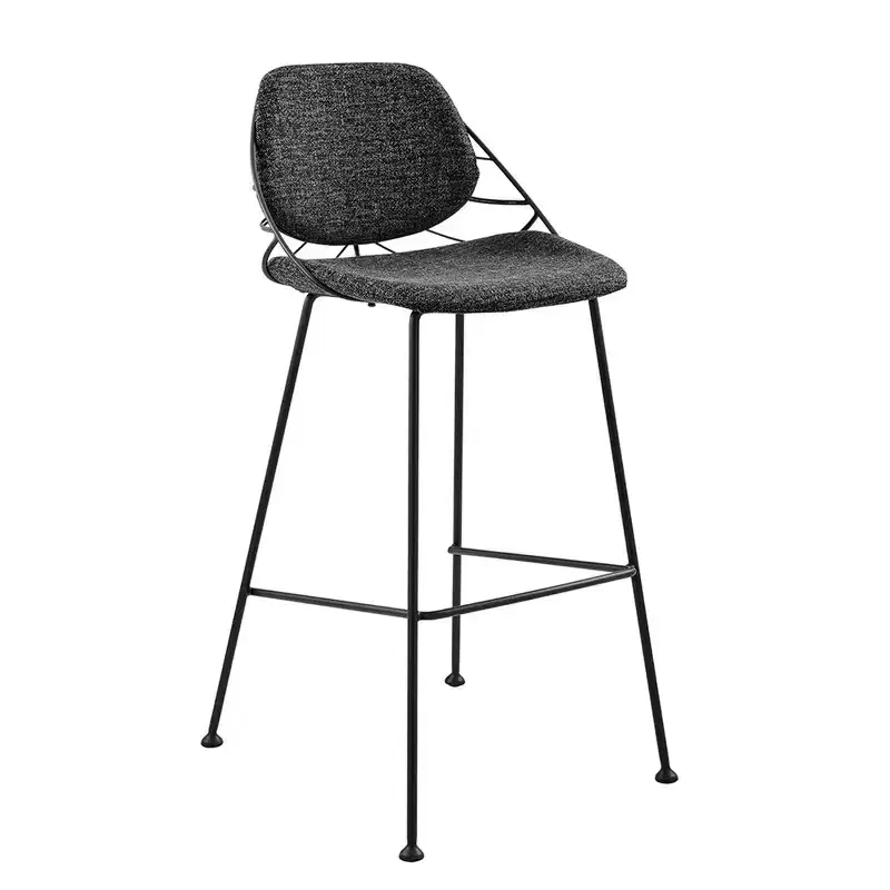 HomeRoots Set of Two 30 Black Steel Low Back Bar Height Bar Chairs