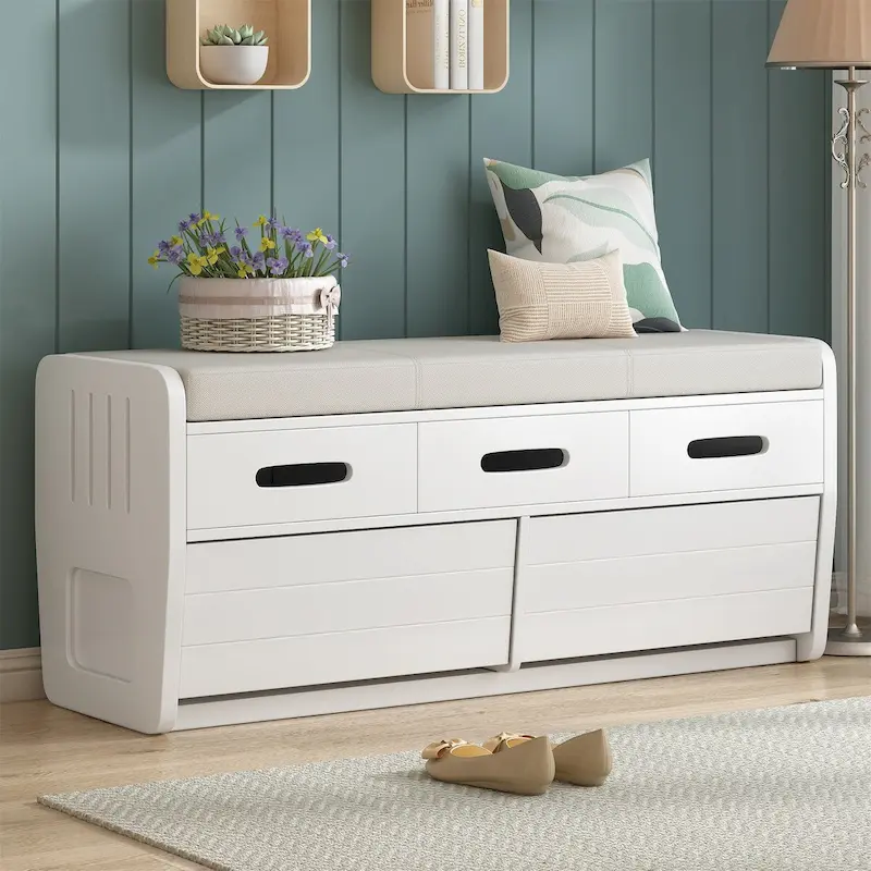 Rustic Storage Bench with 2 Drawers