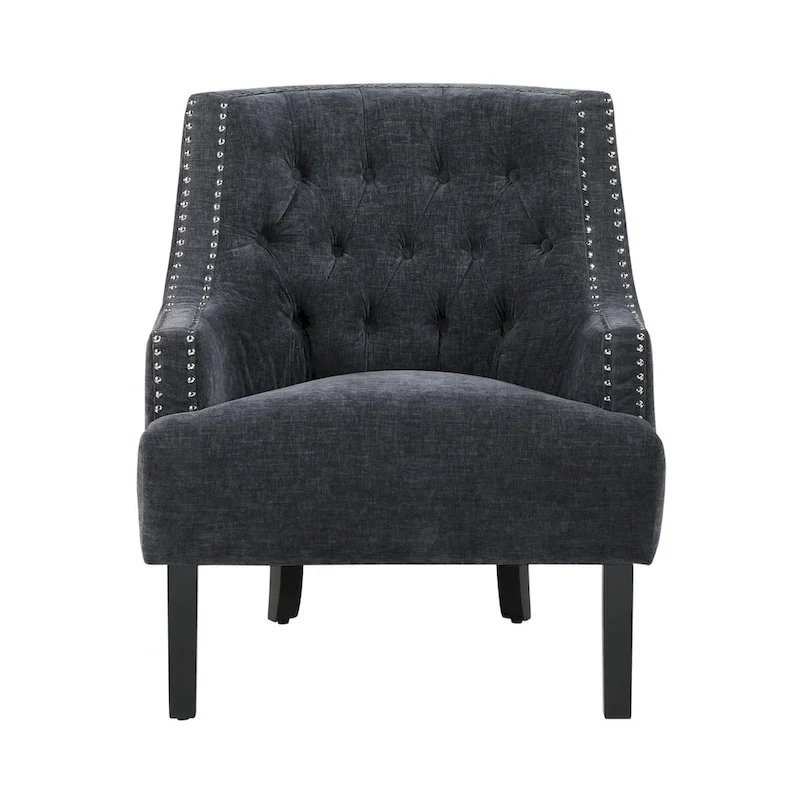 Modern Traditional Accent Chair Chenille Upholstery Button-Tufted Solid Wood 1pc Living Room Furniture