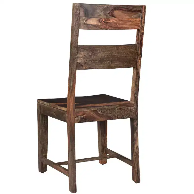 HomeRoots Set of Two Dark Brown Solid Wood Ladder Back Dining Side Chairs