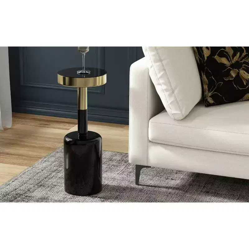 Maia Modern Contemporary 10 inch Wide Metal Side Table in Gold / Black