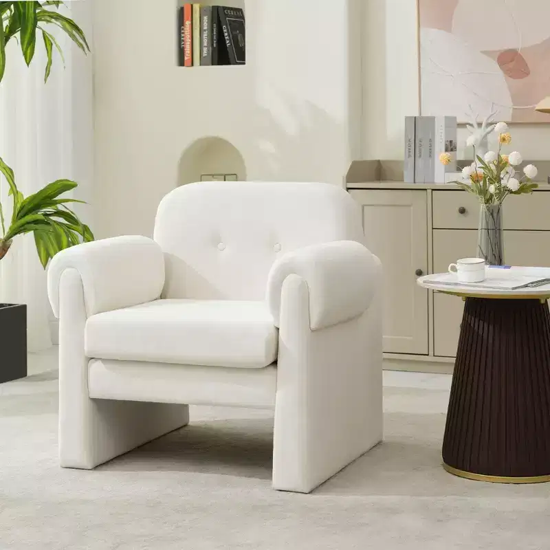Fluffy Cloud Upholstered Accent Armchair Set of 2 Velvet Ergonomic Bedroom Reading Chair