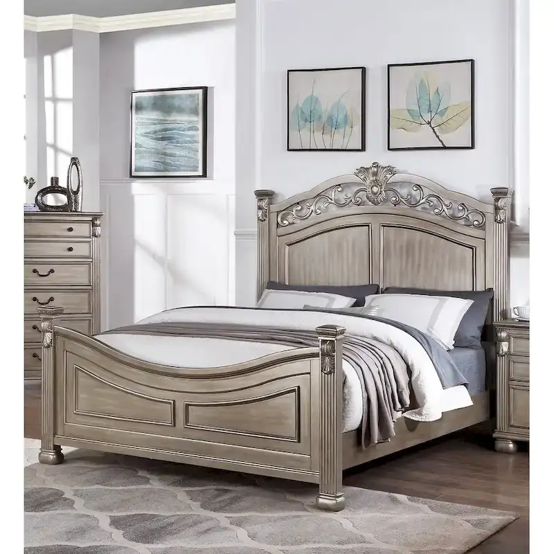 Traditional Style California King Bed Frame with Headboard and Footboard