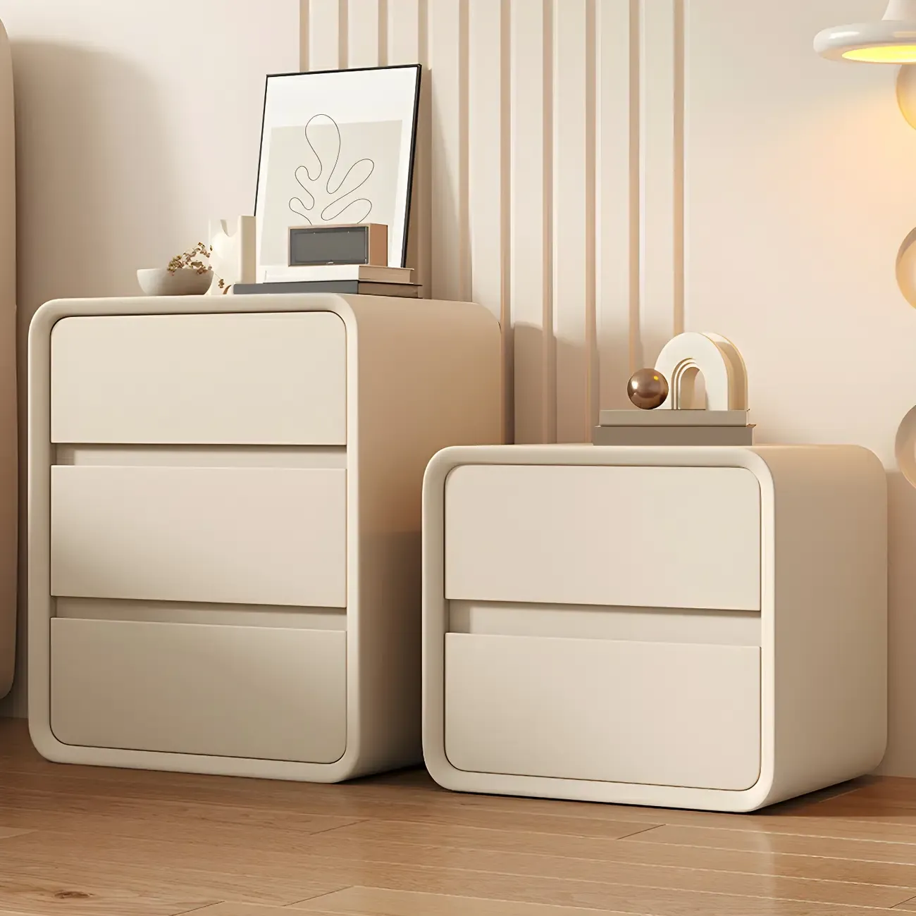 Scandinavian Wood Narrow Bedside Cabinet