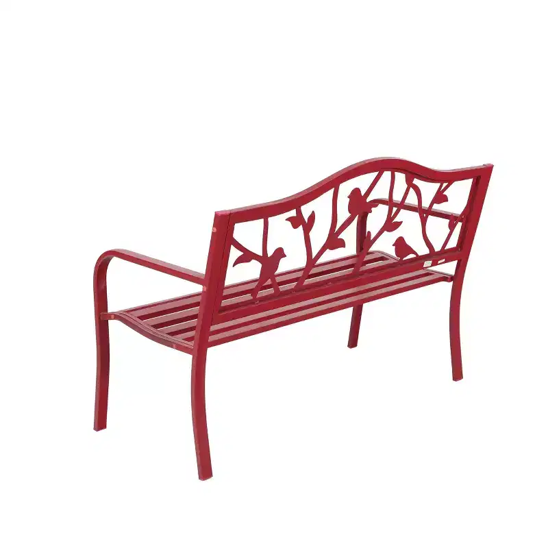 Metal Patio Bench with Steel Frame - Red - Captiva Designs: Weather-Resistant Garden Loveseat