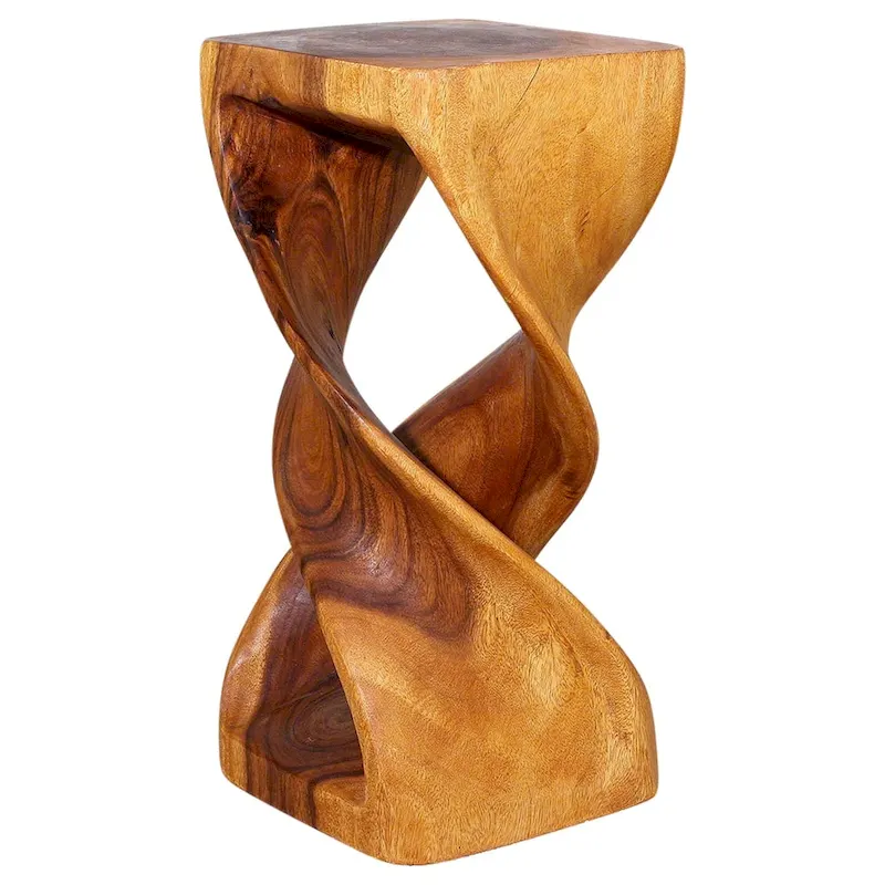Haussmann Wood Double Twist Stool Table 12 in SQ x 26 in H Oak Oil - 12  x 12  x 26