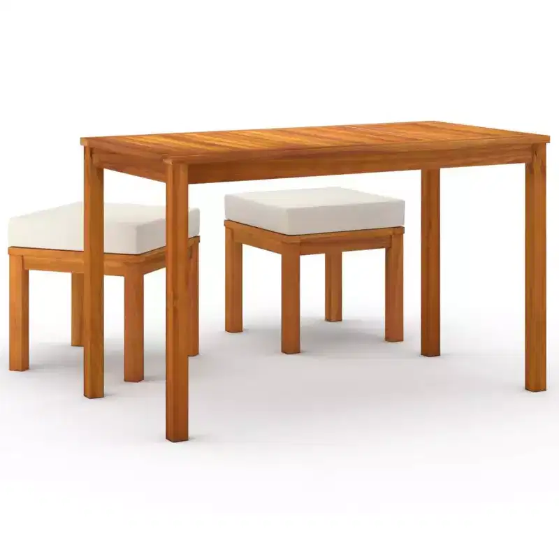 vidaXL Patio Dining Set 3 Piece Outdoor Table and Chair Solid Wood Acacia
