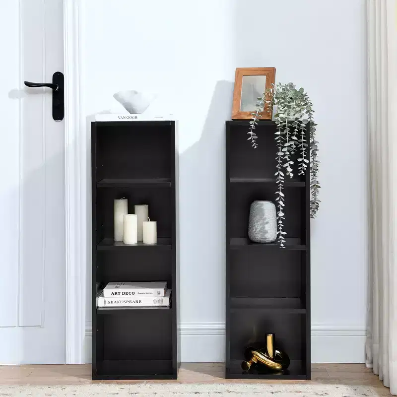 70.9 in.Tall Wood 4-Shelf Standard Bookcase with Shelves (Set of 2)