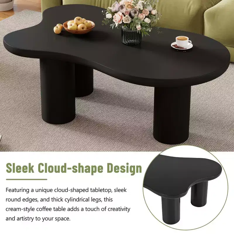 37W Cloud-Shaped Coffee Table with 3 Legs – Irregular Abstract Design for Living Room