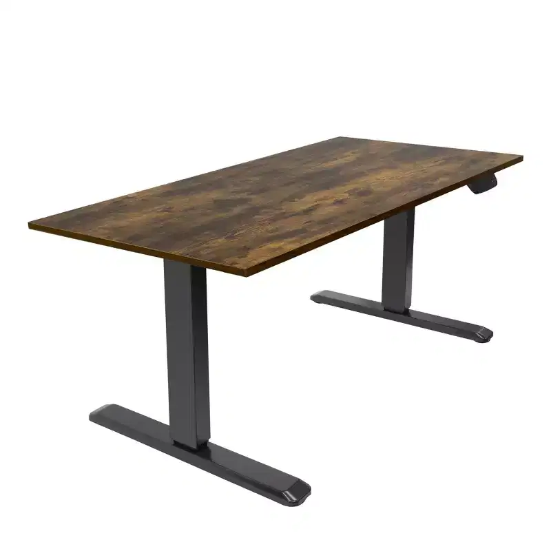 Mount-It! Dual Motor Electric Sit-Stand Desk with Tabletop - Black / Oak