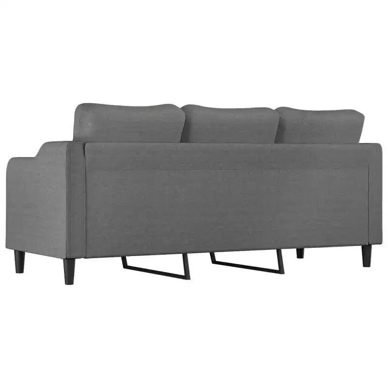 vidaXL 3-seater Sofa Dark Grey Metal Frame, 100% Polyester Fabric, Foam