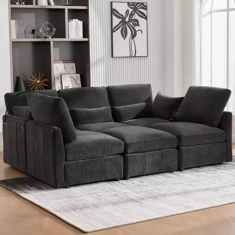 Merax Multifunctional Modular Sectional Sofa with Movable Ottoman