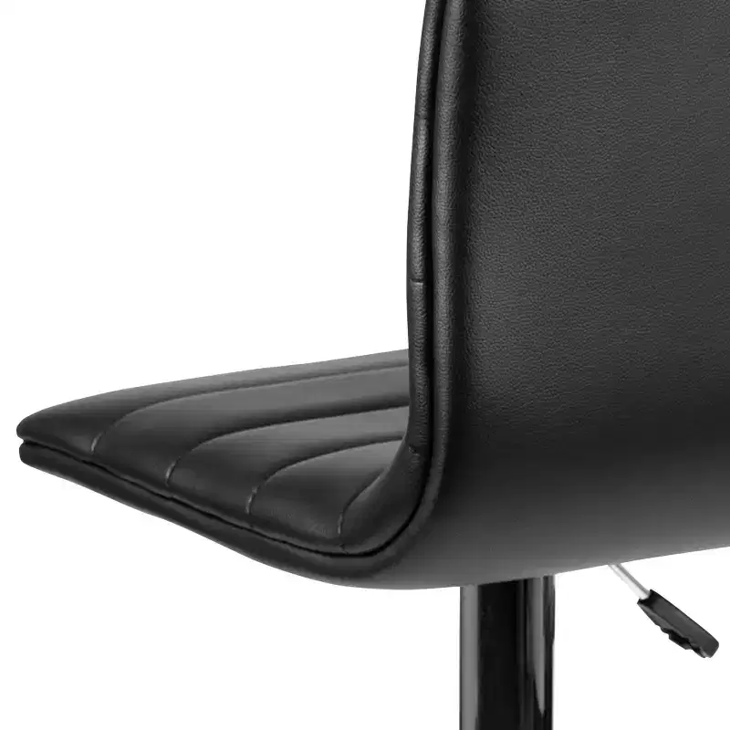 Emma and Oliver Coti Modern Channel Tufted Upholstered Height Adjustable Mid-Back Stool and Pedestal Base with Footrest