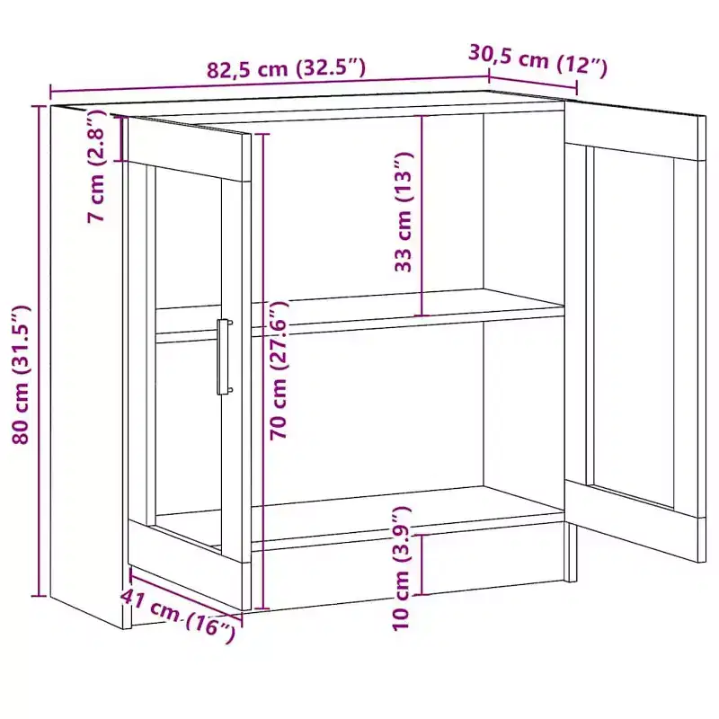 vidaXL Vitrine Cabinet Concrete Grey 32.5x12.0x31.5 Engineered Wood