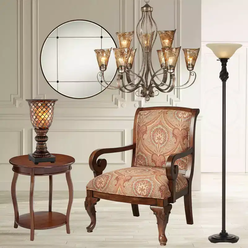 Kensington Hill Diana Wood and Red Upholstered Accent Chair
