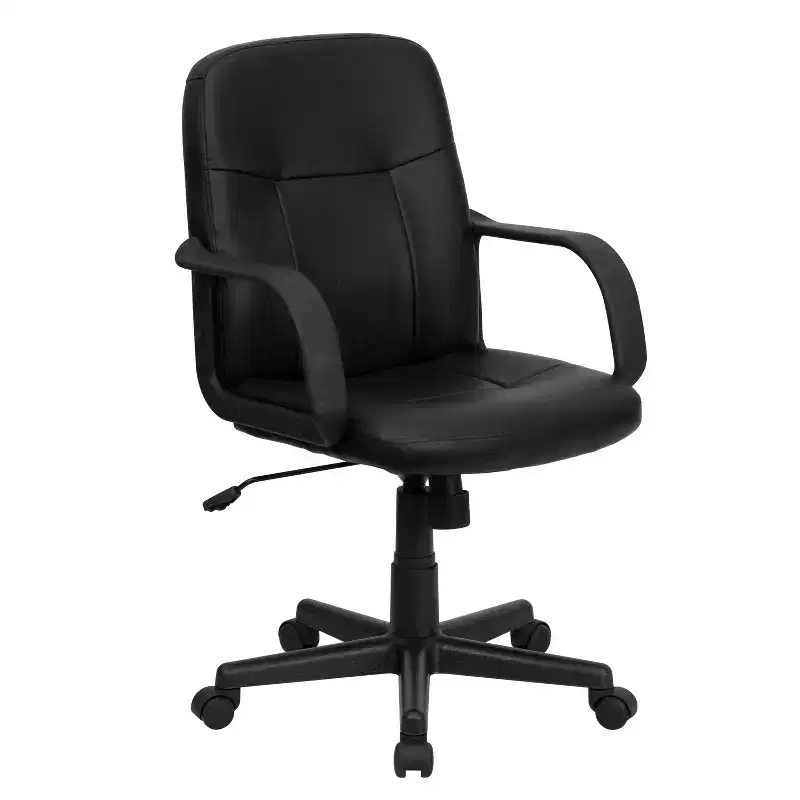 Emma and Oliver Mid-Back Black Glove Vinyl Executive Swivel Office Chair with Arms