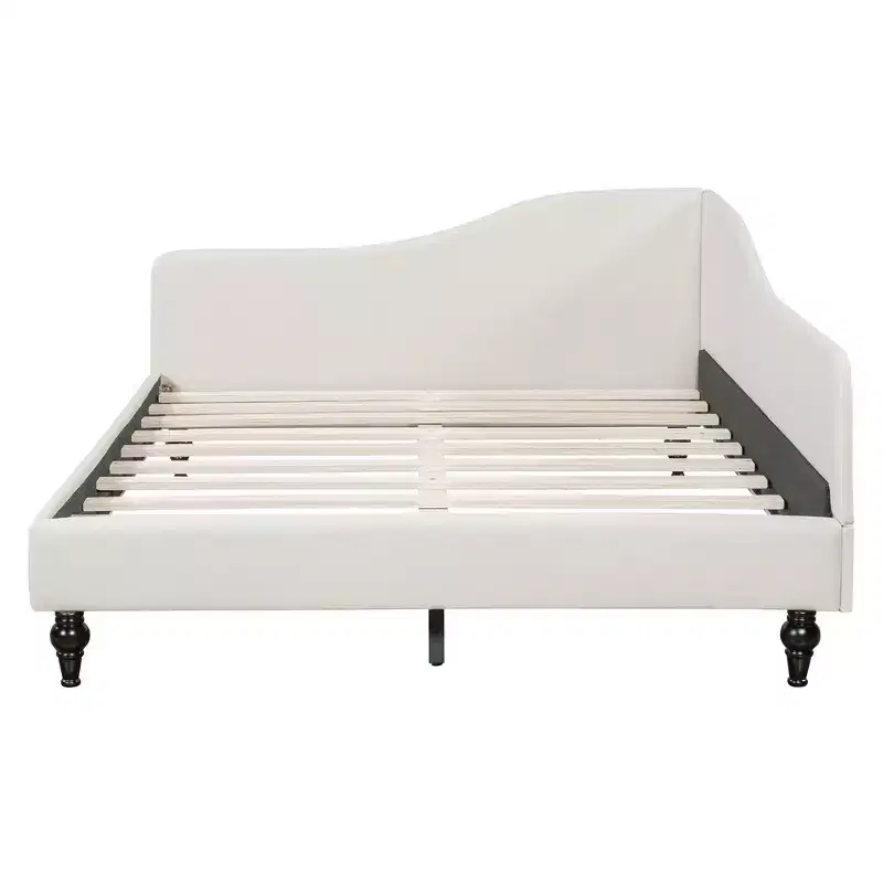 Whisen Stylish L-Shaped Design Solid Wood Legs Linen Daybed