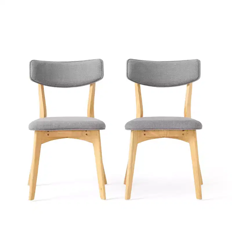 GDFStudio Crystal Rubberwood Upholstered Dining Chairs (Set of 2)