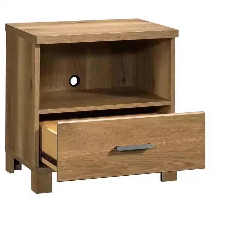 GDFStudio Cassidy Casual Country Nightstand with Drawer and Open Shelf