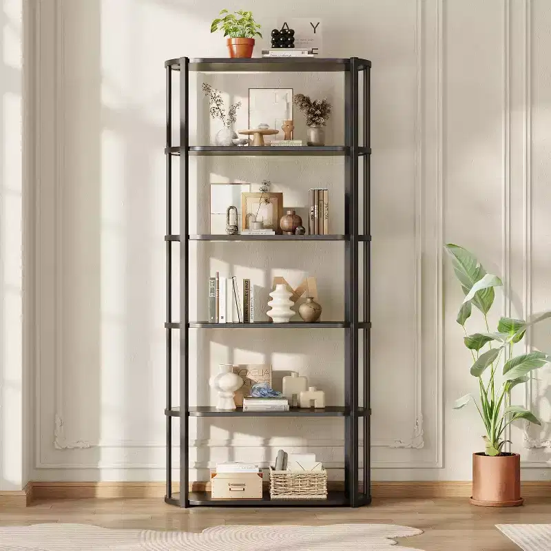 71 Inches Tall Bookshelf, Industrial Book Shelf, Freestanding Bookcase, Large Book Shelves for Living Room, Bookcase Storage Rack for Home Office