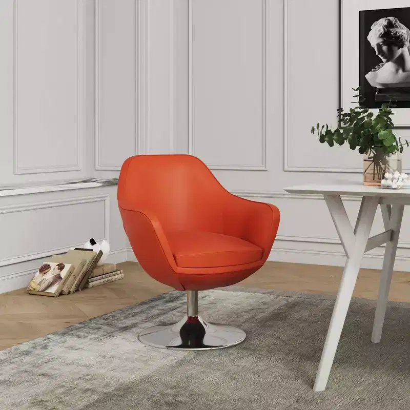 Set of 2 Caisson Faux Leather Swivel Accent Chairs - Manhattan Comfort