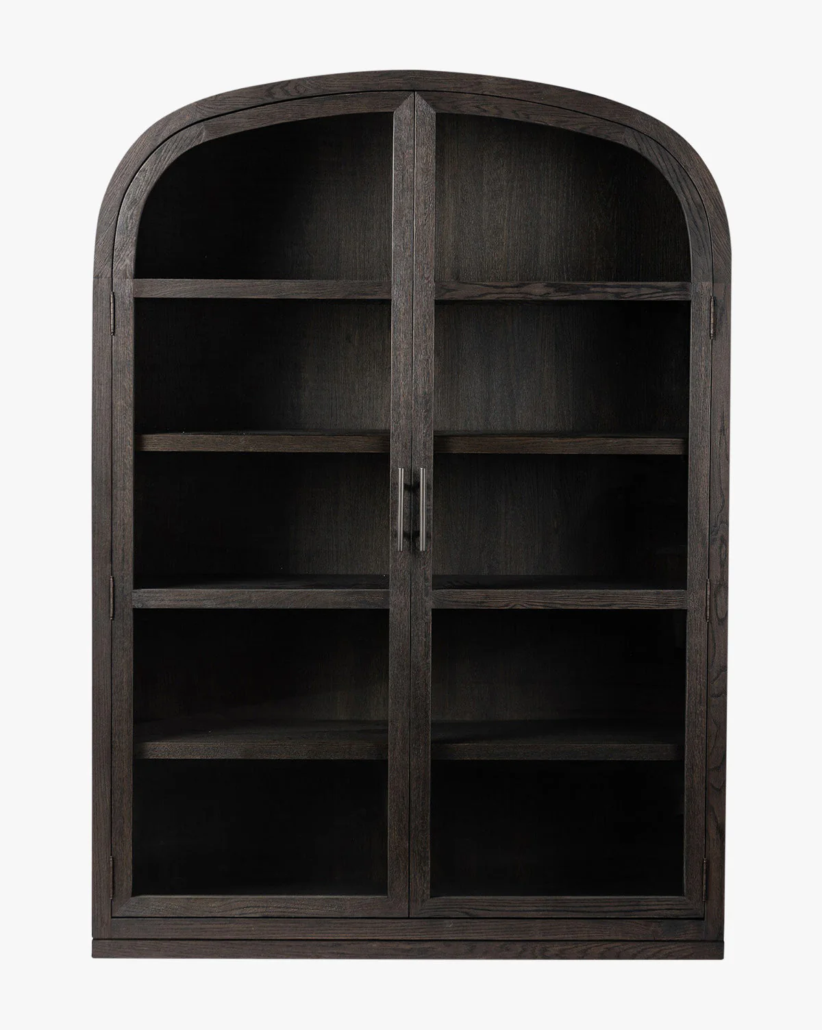 Modern Solid Oak Cabinet with Anthracite Finish & Tempered Glass for Living Room