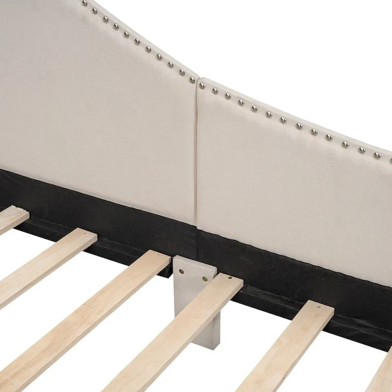 Upholstered Daybed with Guardrail and Headboard