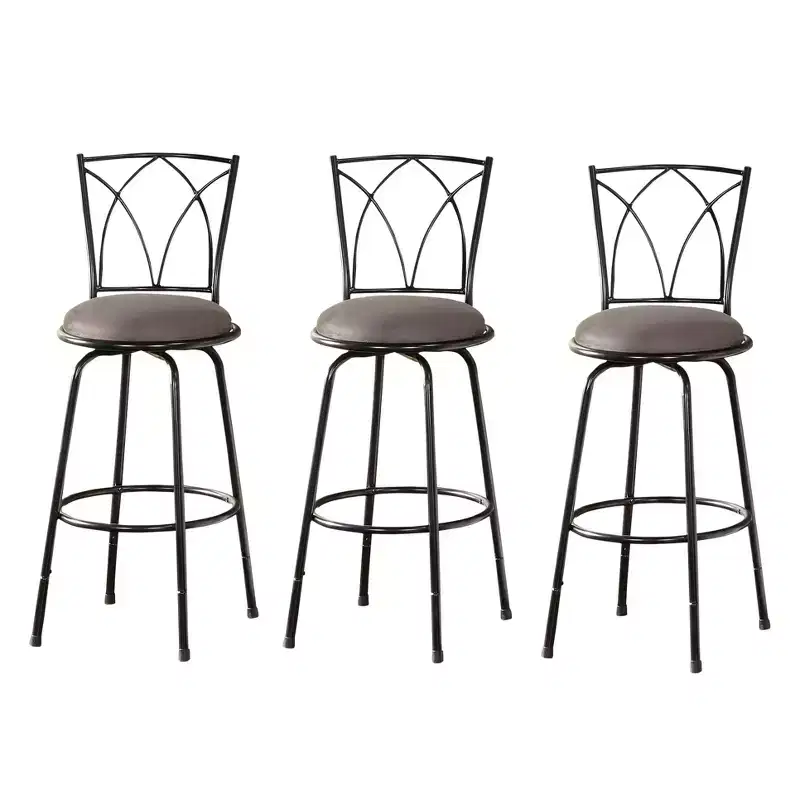 Adjustable Height Swivel Barstool Black/Gray: Swivel, Metal Frame, Microfiber