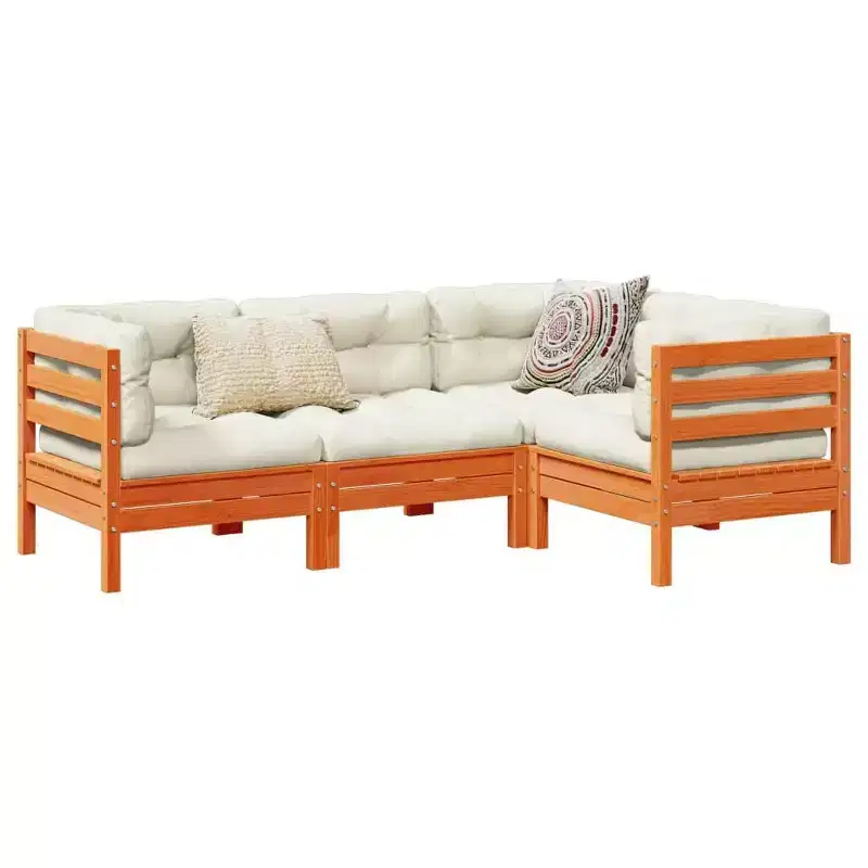 vidaXL Garden Sofa Set Wax Brown Solid Pine Wood Medium Modular