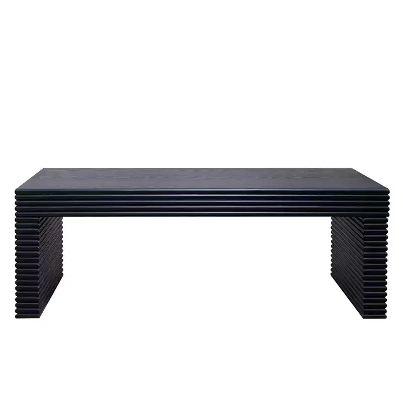 GDFStudio Lennox Modern Wood Ribbed Rectangular Coffee Table