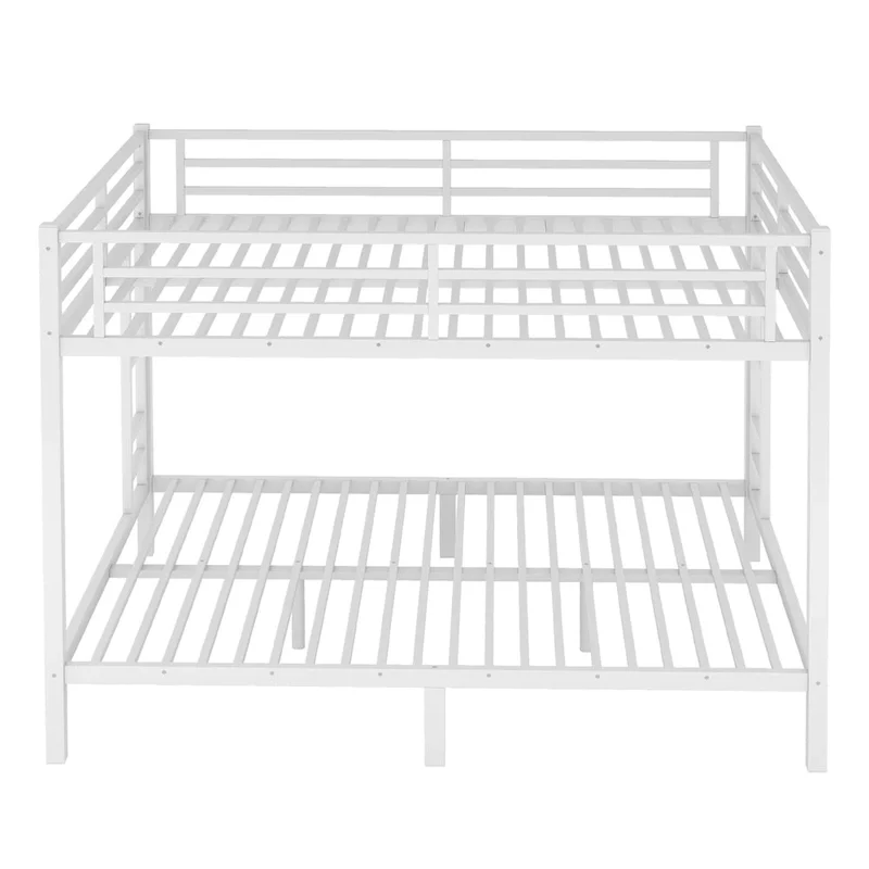 Heavy Duty Queen Over Queen Metal Bunk Bed - White