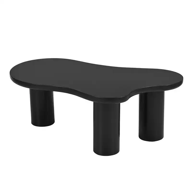 Cloud Shape Coffee Table for Living Room, Cute Accent Table with 3 Legs, Round Corner Irregular Side Table for Small Spaces, Easy to Assemble