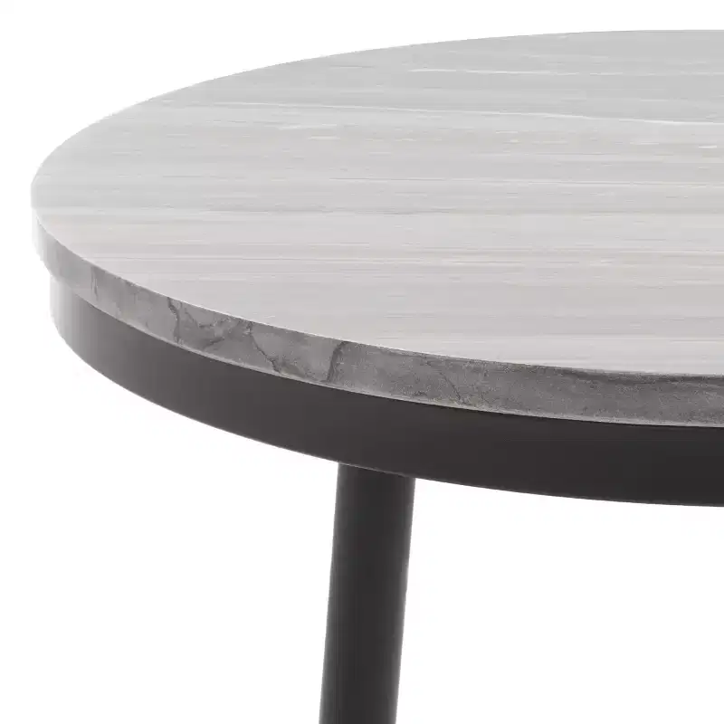 Round Marble Top Accent Table with Iron Base