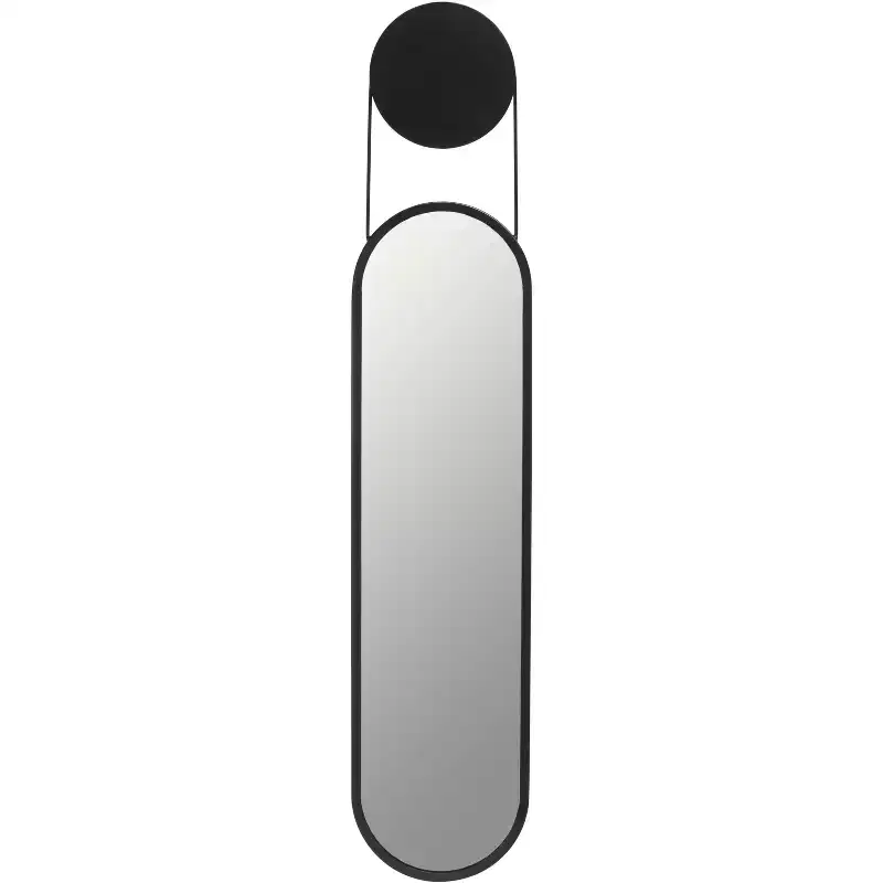 Slim Rectangular Wall Mirror, 12.5 x 61 in., Matte Black