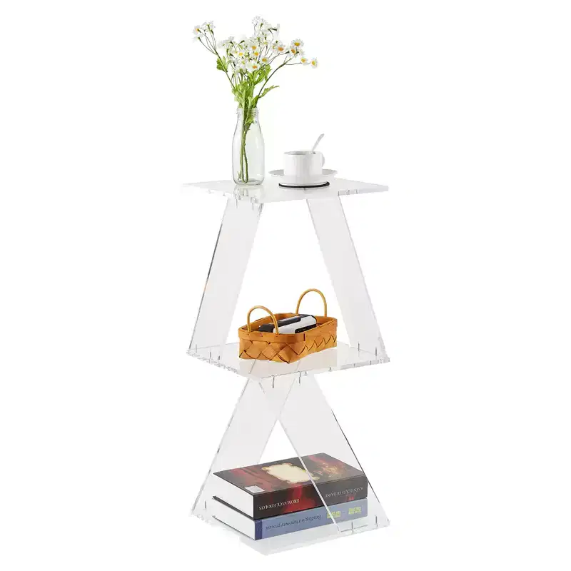 3-Tier Tree Design Acrylic Bookshelf,Clear Wall Mounted Bookcase,Multipurpose Bookcase for Living Room,Bathroom,Office Display Organizer
